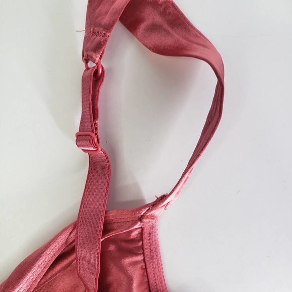 Vintage 90s Victoria's Secret Second Skin Satin Bra 38C Rose Pink Underwire 95 - Picture 4 of 9